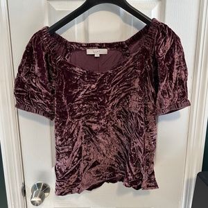 LOFT Ruched Velvet Top